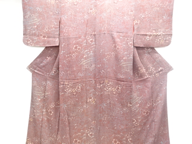 JAPANESE KIMONO / ANTIQUE NISHIKI KIMONO FOR SUMMER FLORAL PATTERN KIM